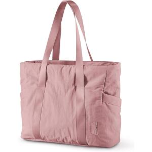 BAGSMART Tote Bag for Women, Tote Bag with Zipper Work Tote with Compartments Nurse Shoulder Hanbag for Travel, Gym(E-dark Pink-small-24l)