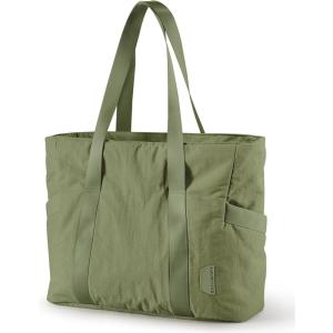 BAGSMART Tote Bag for Women, Tote Bag with Zipper Work Tote with Compartments Nurse Shoulder Hanbag for Travel, Gym(J-army Green-small-24l)
