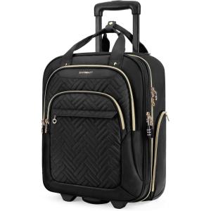 BAGSMART Underseat Carry On Luggage Airline approved,16-inch Small Underseater Softside Travel Suitcase with Wheels Lightweight Overnight Rolling Carry-on Luggage for Women Men Weekender,Dark Blue(Black)