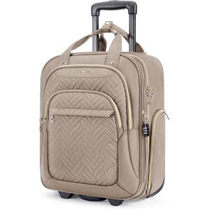 BAGSMART Underseat Carry On Luggage Airline approved,16-inch Small Underseater Softside Travel Suitcase with Wheels Lightweight Overnight Rolling Carry-on Luggage for Women Men Weekender,Dark Blue(Brown)