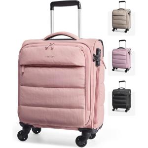 BAGSMART Underseat Carry on Luggage with Wheels, Soft Underseat Travel Luggage with PVC Wet/Dry Pockets, Lightweight Soft Personal Item Suitcase for Short Trip, Pinkish Purple(Sakura Pink)