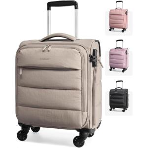 BAGSMART Underseat Carry on Luggage with Wheels, Soft Underseat Travel Luggage with PVC Wet/Dry Pockets, Lightweight Soft Personal Item Suitcase for Short Trip, Pinkish Purple(Camel)