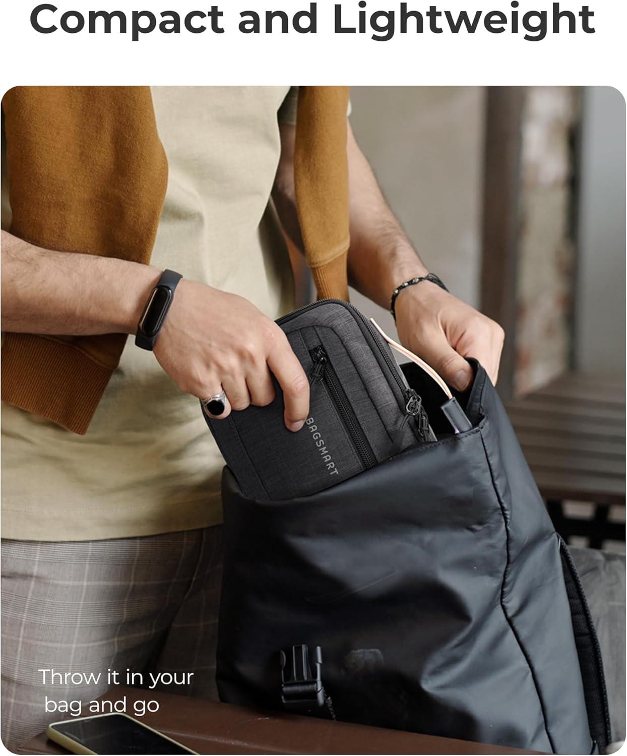 image:imageBAGSMART Electronics Organizer Travel Case Cord Organizer Travel Cable Bag for Tech Accessories Black