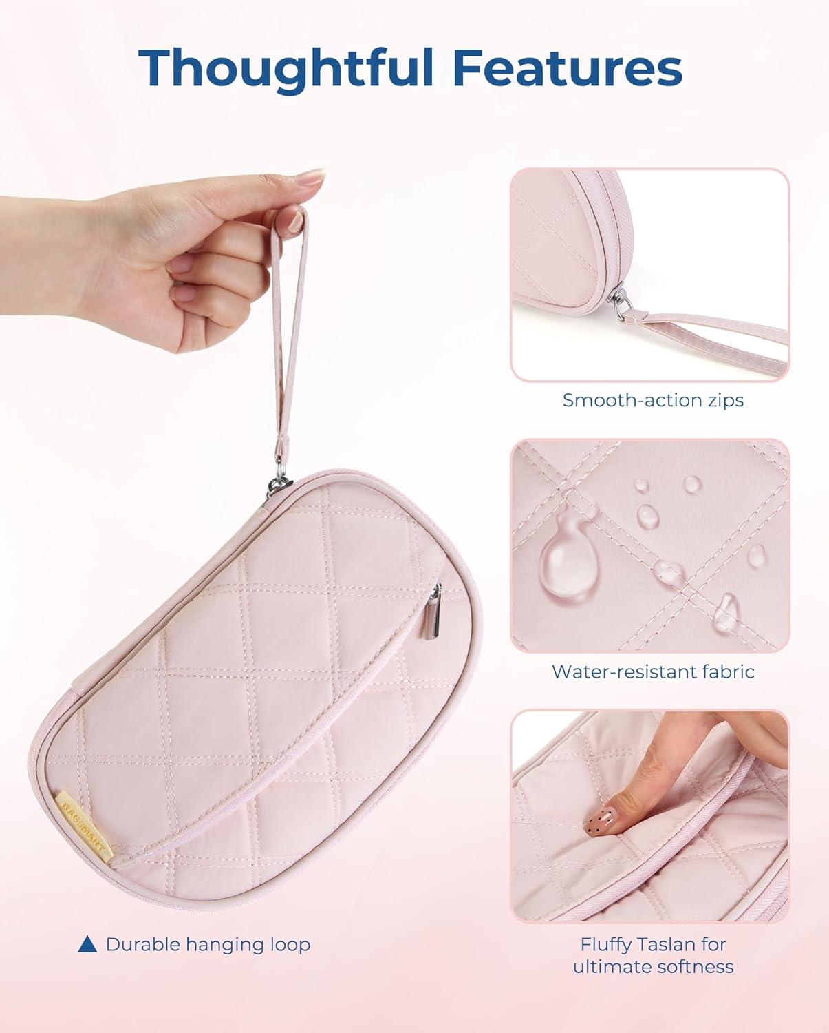 image:imageBAGSMART Electronics Organizer Travel Case Cord Organizer for Women Travel Cable Bag BlackSingle Layer Pink