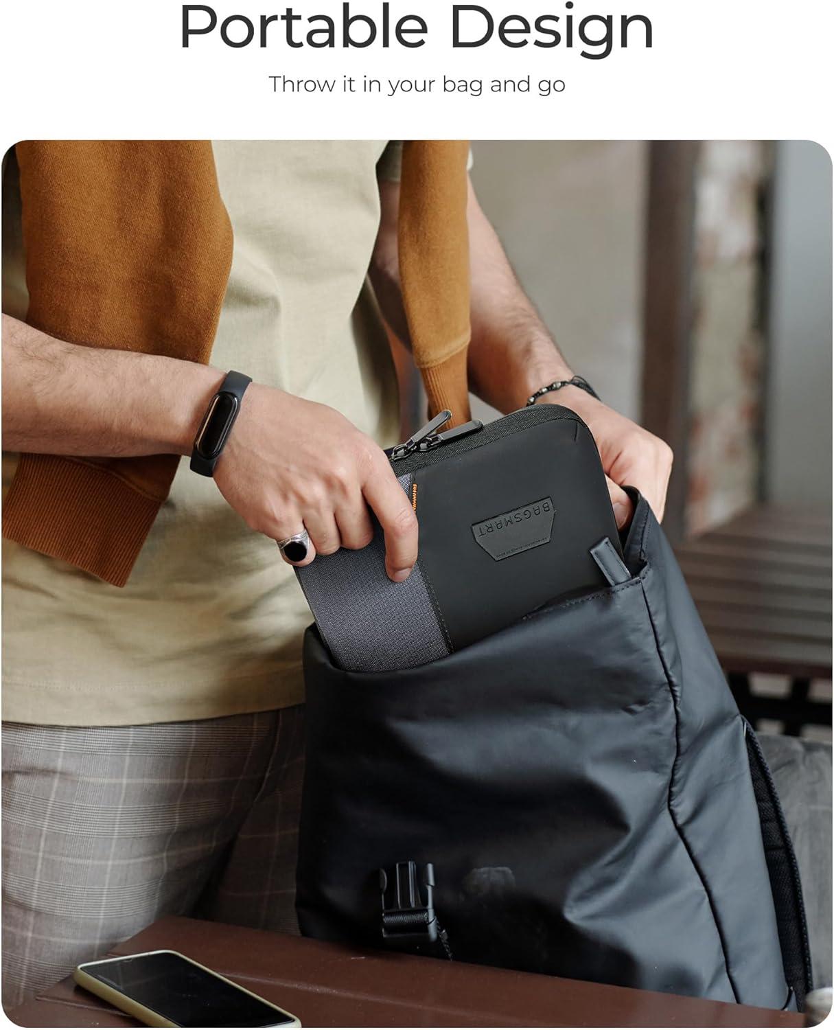 image:imageBAGSMART Electronics Travel Organizer Case for 102 Inch Tablets Tech Pouch Essentials for Power Bank SD Cards Cord and Cable Storage Bag BlackGrey