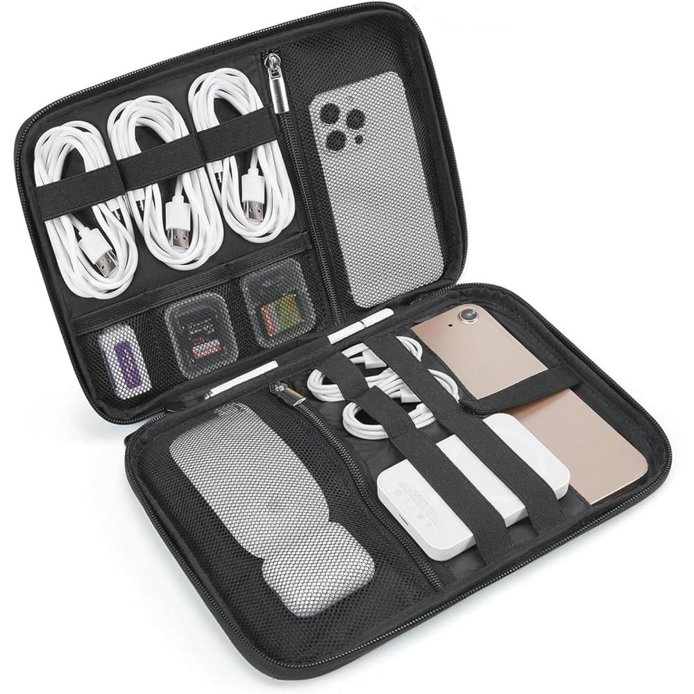 image:imageBAGSMART Electronics Travel Organizer Case for 102 Inch Tablets Tech Pouch Essentials for Power Bank SD Cards Cord and Cable Storage Bag BlackBlack