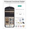 BAGSMART Hanging Jewelry Organizer Claw Clip Necklace Holder Roll for Hair Ties, Headbands, Clips, Earrings, Necklaces, Glasses Double-Sided on Closet, Wall, Door, 1 piece, Large-Black(Black)