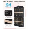 BAGSMART Hanging Jewelry Organizer, Necklace Holder Anti-tangle Earrings Rings Hanger with 20 Jewelry Bags Travel Storage Roll with Pockets Hang on Closet, Wall, Door,1 Piece, Large, Black(Black)