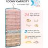 BAGSMART Hanging Jewelry Organizer, Necklace Holder Anti-tangle Earrings Rings Hanger with 20 Jewelry Bags Travel Storage Roll with Pockets Hang on Closet, Wall, Door,1 Piece, Large, Black(Teal)