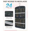 BAGSMART Hanging Jewelry Organizer, Necklace Holder Anti-tangle Earrings Rings Hanger with 20 Jewelry Bags Travel Storage Roll with Pockets Hang on Closet, Wall, Door,1 Piece, Large, Black(Grey)