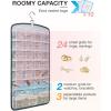 BAGSMART Hanging Jewelry Organizer, Necklace Holder Anti-tangle Earrings Rings Hanger with 20 Jewelry Bags Travel Storage Roll with Pockets Hang on Closet, Wall, Door,1 Piece, Large, Black(Grey)