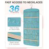 BAGSMART Hanging Jewelry Organizer, Necklace Holder Anti-tangle Earrings Rings Hanger with 20 Jewelry Bags Travel Storage Roll with Pockets Hang on Closet, Wall, Door,1 Piece, Large, Black(Teal)