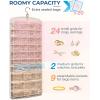 BAGSMART Hanging Jewelry Organizer, Necklace Holder Anti-tangle Earrings Rings Hanger with 20 Jewelry Bags Travel Storage Roll with Pockets Hang on Closet, Wall, Door,1 Piece, Large, Black(Beige)