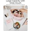 BAGSMART Makeup Bag Travel Toiletry Bag, Cute Make Up Bag, Large Capacity Cosmetic Bags for Women, Wide-open Makeup Pouch Travel Essentials Toiletries Accessories Brushes (Pink)(Camel)