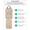 BAGSMART Travel Jewelry Case, Hanging Jewelry Organizer with Zipper Pockets, Large Capacity Puffy Jewelry Roll for Earrings, Necklaces, Rings on Closet, Wall, Door, Portable Travel Essentials, Pink(Green)