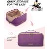 BAGSMART Travel Makeup Bag for Women, Portable Water-resistant Cosmetic Case, Puffy Padded Make Up Organizer Pouch, Open Flat Toiletry Bag for Toiletries, Brushes, Purple(12-Purple)