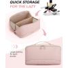 BAGSMART Travel Makeup Bag for Women, Portable Water-resistant Cosmetic Case, Puffy Padded Make Up Organizer Pouch, Open Flat Toiletry Bag for Toiletries, Brushes, Purple(14-A-Pink)