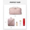 BAGSMART Travel Makeup Bag for Women, Portable Water-resistant Cosmetic Case, Puffy Padded Make Up Organizer Pouch, Open Flat Toiletry Bag for Toiletries, Brushes, Purple(Pink)