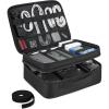 BAGSMART Cable Organizer Bag, Travel Electronics Organizer with Adjustable Divider, Tech Bag Carrying Case, Storage Bag Sturdy Tool Case with Handle for Cellphone Cord Electronics Accessories, Black(Black)