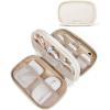 BAGSMART Electronics Organizer Travel Case, Cord Organizer for Women, Travel Cable Bag (Black)(A-Double Layer Beige)