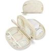 BAGSMART Electronics Organizer Travel Case, Cord Organizer for Women, Travel Cable Bag (Black)(Double Layer Beige)