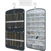BAGSMART Hanging Jewelry Organizer, Necklace Holder Anti-tangle Earrings Rings Hanger with 20 Jewelry Bags Travel Storage Roll with Pockets Hang on Closet, Wall, Door,1 Piece, Large, Black(Grey)