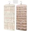 BAGSMART Hanging Jewelry Organizer, Necklace Holder Anti-tangle Earrings Rings Hanger with 20 Jewelry Bags Travel Storage Roll with Pockets Hang on Closet, Wall, Door,1 Piece, Large, Black(Beige)