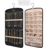 BAGSMART Hanging Jewelry Organizer, Necklace Holder Anti-tangle Earrings Rings Hanger with 20 Jewelry Bags Travel Storage Roll with Pockets Hang on Closet, Wall, Door,1 Piece, Large, Black(Black)