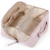 BAGSMART Travel Makeup Bag for Women, Portable Water-resistant Cosmetic Case, Puffy Padded Make Up Organizer Pouch, Open Flat Toiletry Bag for Toiletries, Brushes, Purple(02-Baby Pink)