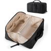 BAGSMART Travel Makeup Bag for Women, Portable Water-resistant Cosmetic Case, Puffy Padded Make Up Organizer Pouch, Open Flat Toiletry Bag for Toiletries, Brushes, Purple(01-Black)