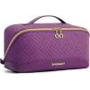 BAGSMART Travel Makeup Bag for Women, Portable Water-resistant Cosmetic Case, Puffy Padded Make Up Organizer Pouch, Open Flat Toiletry Bag for Toiletries, Brushes, Purple(12-Purple)