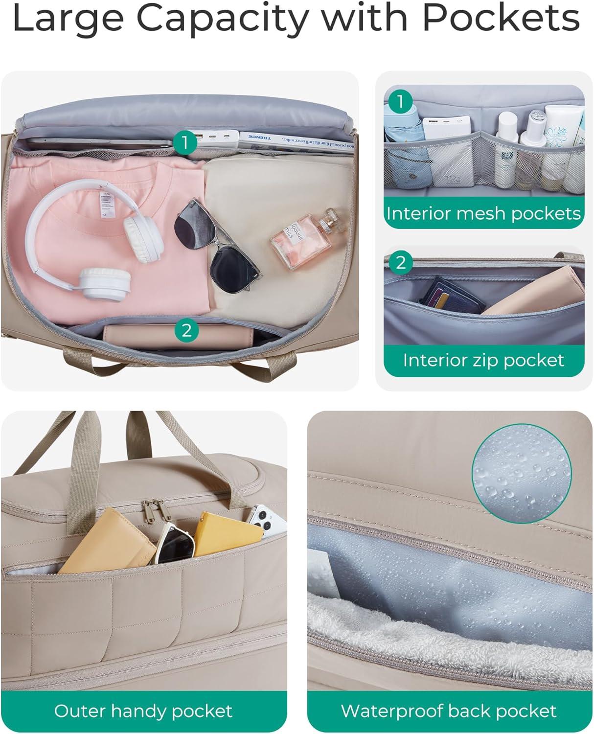 image:imageBAGSMART 42L Rolling Duffle Bag with Wheels Carry On Bag Duffel Bag for Travel Wet Pocket Duffle Bag with Wheels and Handle BrownABlack