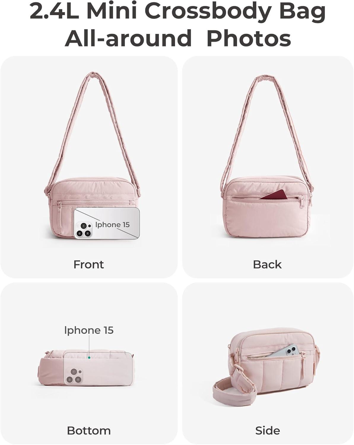 image:imageBAGSMART Anti Theft Crossbody Bags for Women Travel Purse Medium Quilted Puffy cross body bag Handbags Shoulder Purses BlackmediumBaby Pink