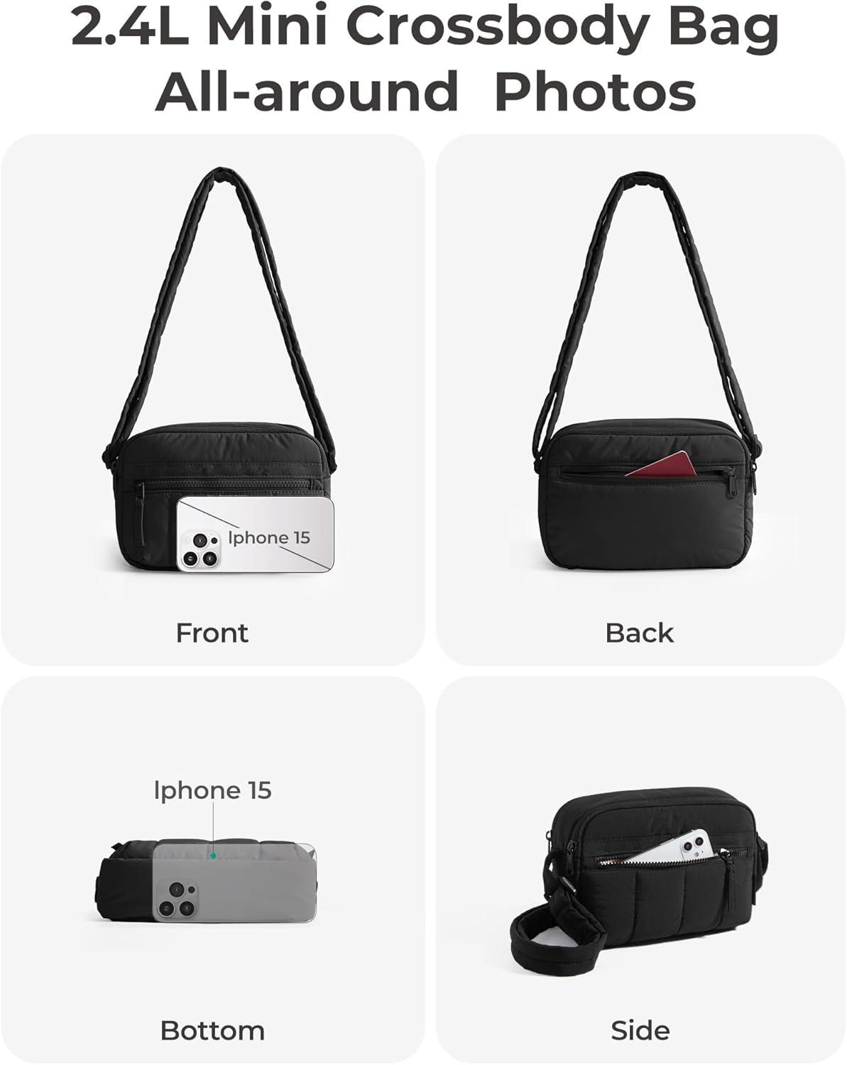 image:imageBAGSMART Anti Theft Crossbody Bags for Women Travel Purse Medium Quilted Puffy cross body bag Handbags Shoulder Purses BlackmediumBlack