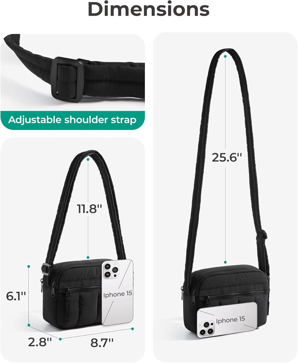 image:imageBAGSMART Anti Theft Crossbody Bags for Women Travel Purse Medium Quilted Puffy cross body bag Handbags Shoulder Purses BlackmediumBlack