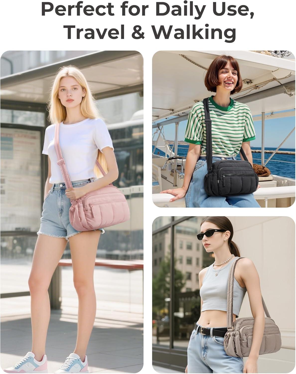 image:imageBAGSMART Anti Theft Crossbody Bags for Women Travel Purse Medium Quilted Puffy cross body bag Handbags Shoulder Purses BlackmediumBlack1