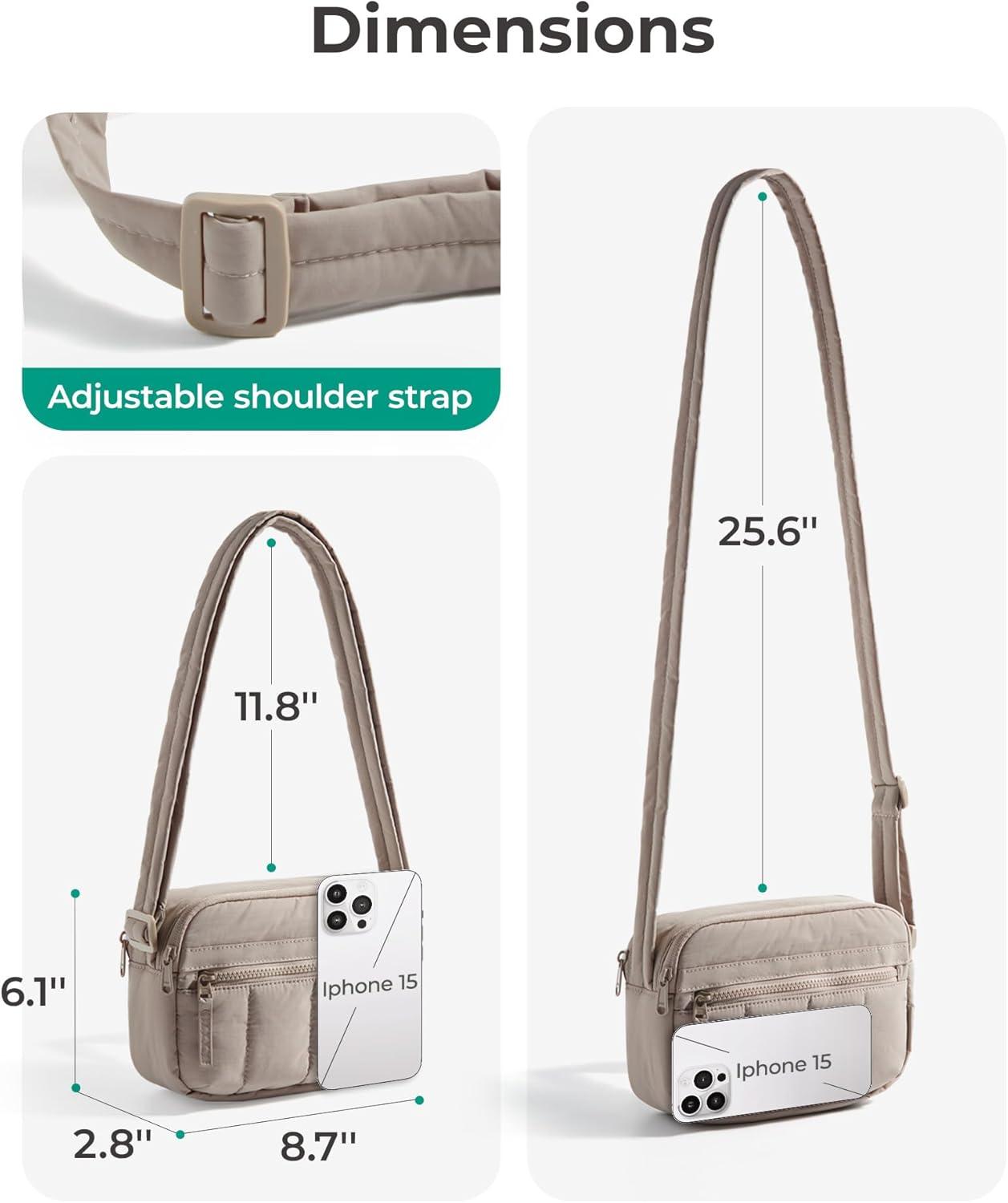 image:imageBAGSMART Anti Theft Crossbody Bags for Women Travel Purse Medium Quilted Puffy cross body bag Handbags Shoulder Purses BlackmediumBrown