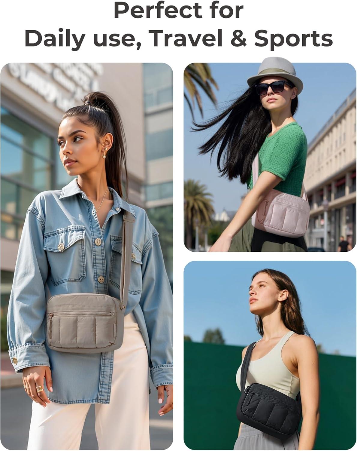 image:imageBAGSMART Anti Theft Crossbody Bags for Women Travel Purse Medium Quilted Puffy cross body bag Handbags Shoulder Purses BlackmediumDark Brown