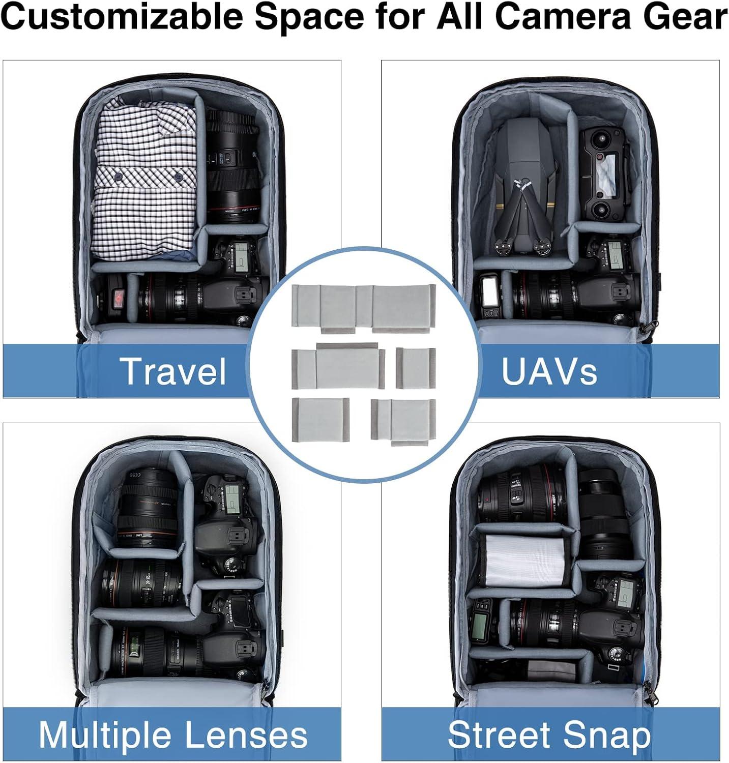image:imageBAGSMART Camera Bag DSLR SLR Camera Backpack Fits up to 156 Laptop Camera Case for Photographers with Waterproof Rain Cover Tripod Holder BlackBlack