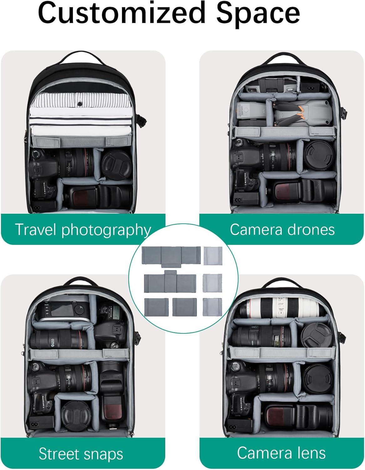 image:imageBAGSMART Camera Bag DSLR SLR Camera Backpack Fits up to 156 Laptop Camera Case for Photographers with Waterproof Rain Cover Tripod Holder BlackBlack