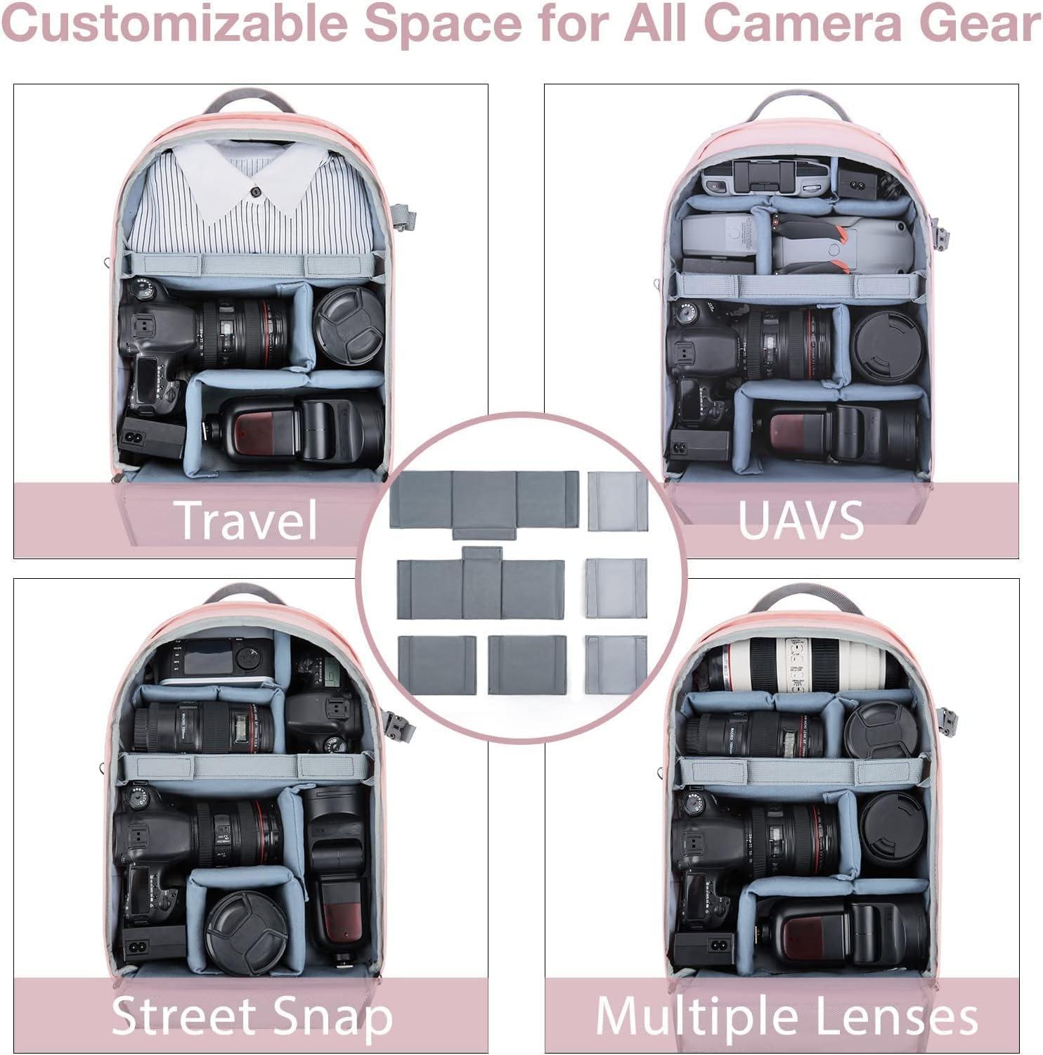 image:imageBAGSMART Camera Bag DSLR SLR Camera Backpack Fits up to 156 Laptop Camera Case for Photographers with Waterproof Rain Cover Tripod Holder BlackPink