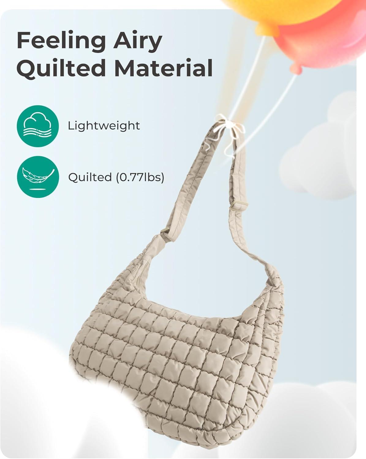 image:imageBAGSMART Crossbody Hobo Bag for Women Quilted Puffy Purses for Women Soft Fluffy Cute Shoulder Handbag for Daily UsePower Black