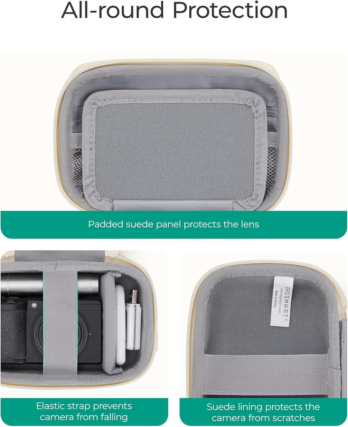 image:imageBAGSMART Digital Camera Case Protective amp Lightweight Camera Case with 2 Carrying Ways Waterproof amp Shockproof Small Camera Bag for Canon PowerShot G7X Mark IIIIISony DSCW800DSCW830 BeigeBlack