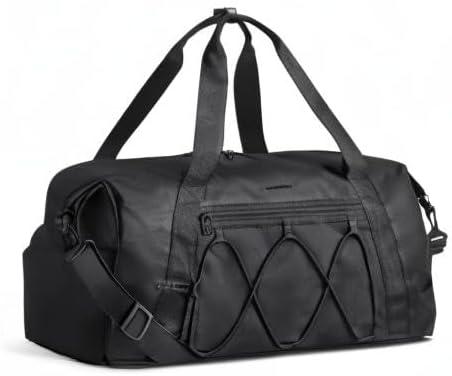 image:imageBAGSMART Gym Bag With Shoe Compartment amp Wet Pocket Lightweight Sports Travel Duffel Bag Carry On Bag Weekender Overnight Bag Water Resistant Sports Gym Tote Bags Swimming Yoga Almond OilBlack