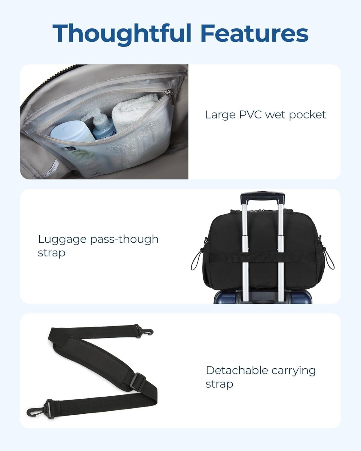 image:imageBAGSMART Gym Bag for Women Duffle Bag for Travel with Wet Pocket Lightweight Carry on Weekender Duffel Water ResistantClassic