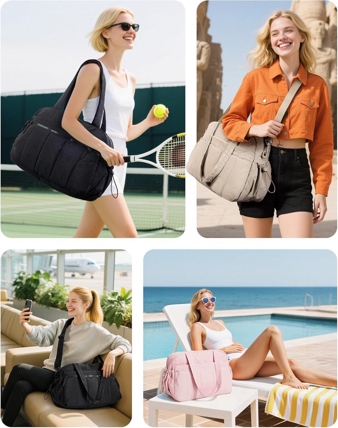 image:imageBAGSMART Gym Bag for Women Duffle Bag for Travel with Wet Pocket Lightweight Carry on Weekender Duffel Water ResistantGray