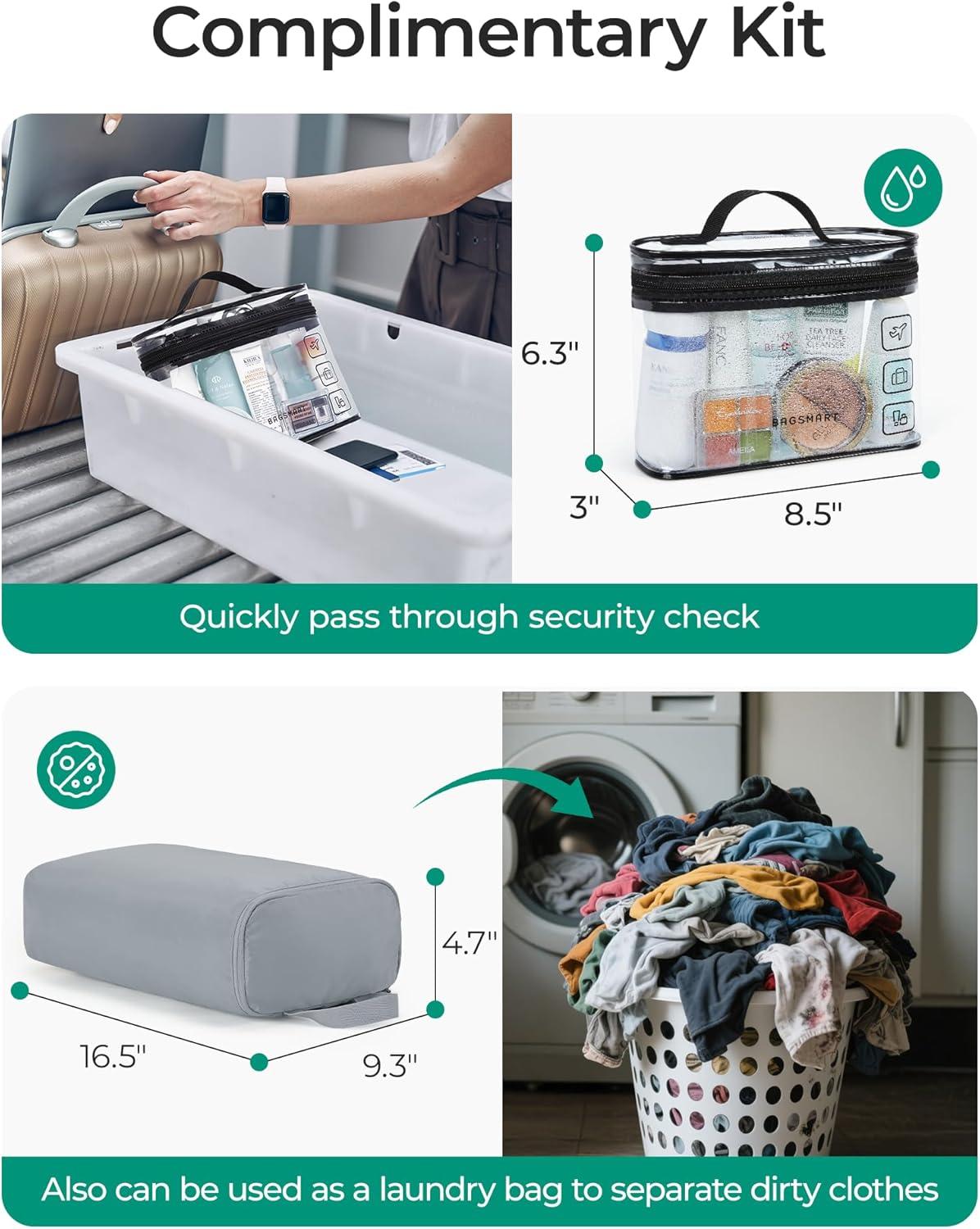 image:imageBAGSMART Gym Bag for Women Duffle Bag for Travel with Wet Pocket Lightweight Carry on Weekender Duffel Water ResistantLight Gray