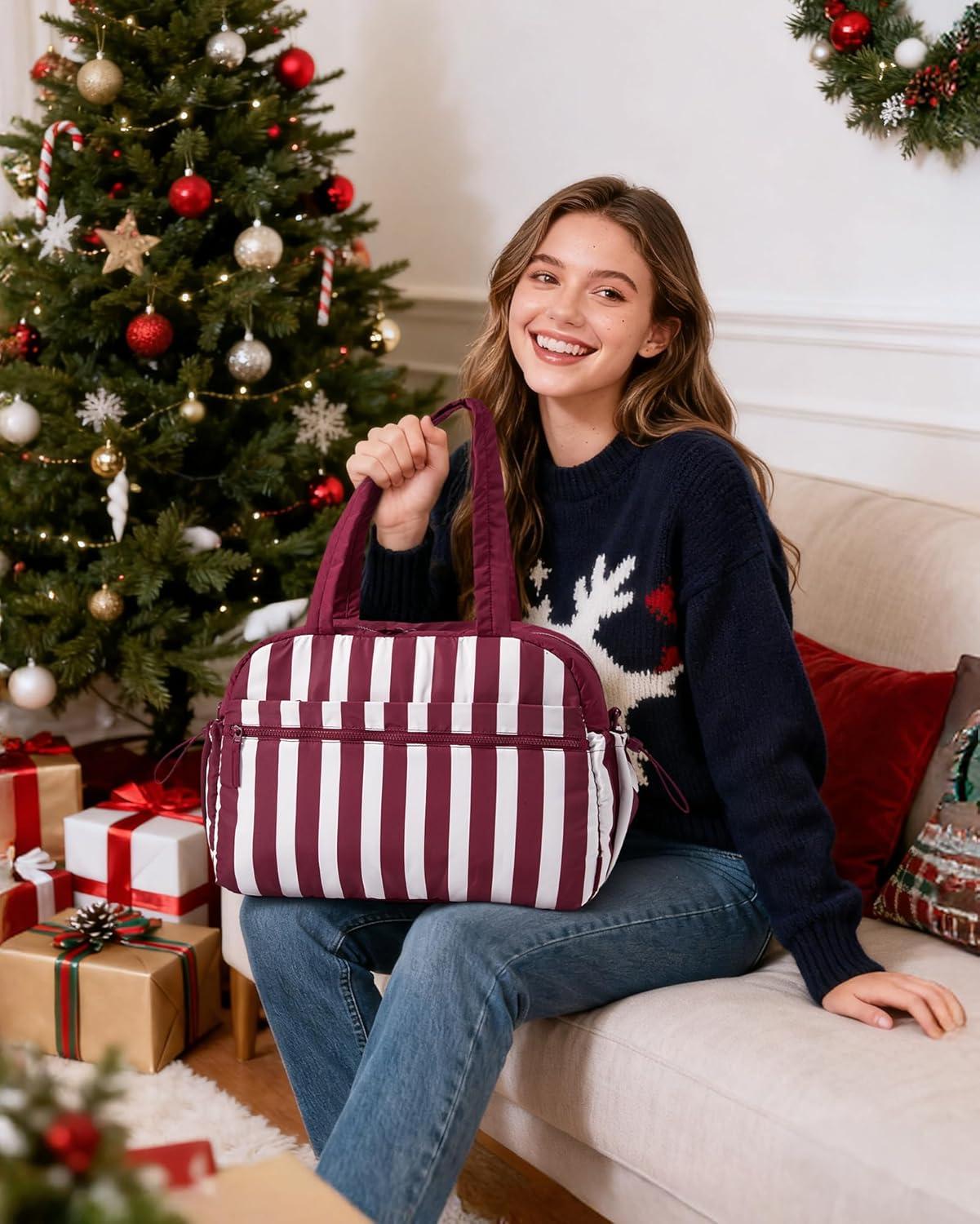 image:imageBAGSMART Gym Bag for Women Duffle Bag for Travel with Wet Pocket Lightweight Carry on Weekender Duffel Water ResistantPeppermint Candy