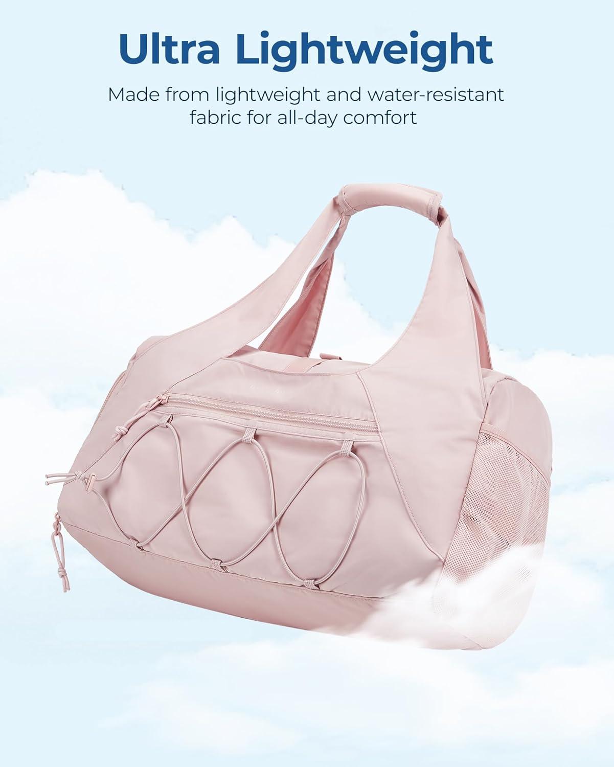 image:imageBAGSMART Gym Bag for Women Lightweight Duffel with Shoe Compartment Tote Bag with Wet Pocket for Yoga Travel PinkCamel