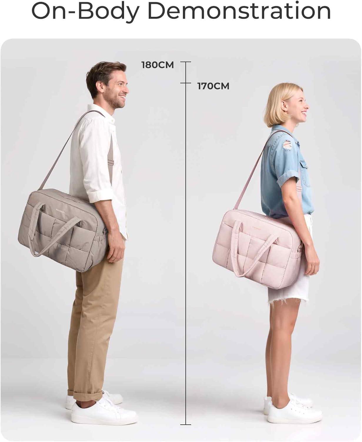 image:imageBAGSMART Gym Bag for Women Personal Item Puffer Duffle Bag Weekender Overnight Carry On Tote Handag for TravelCamel
